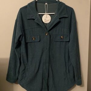 Anrabess Women's Size S,  Button Up Jacket/Top, Green, NWT, Corduroy Style